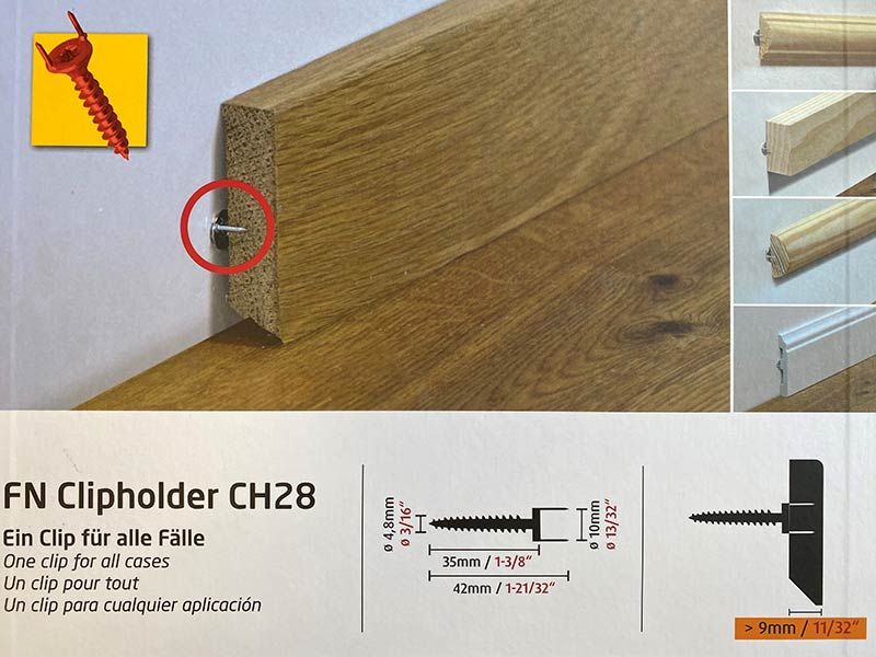 Fußleistenset CH28 zur unsichtbaren Befestigung