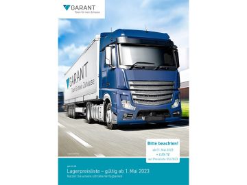 Garant Lagerpreisliste - gültig ab 1. Mai 2023